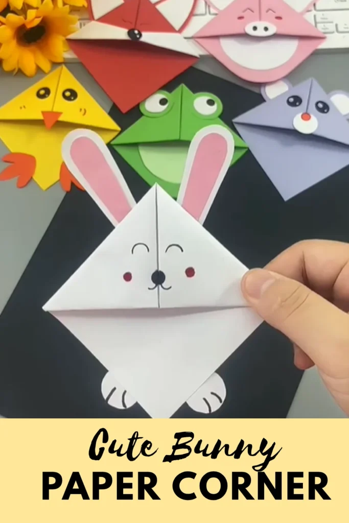 Cute Bunny Corner Bookmark Paper Craft for Beginners (2)