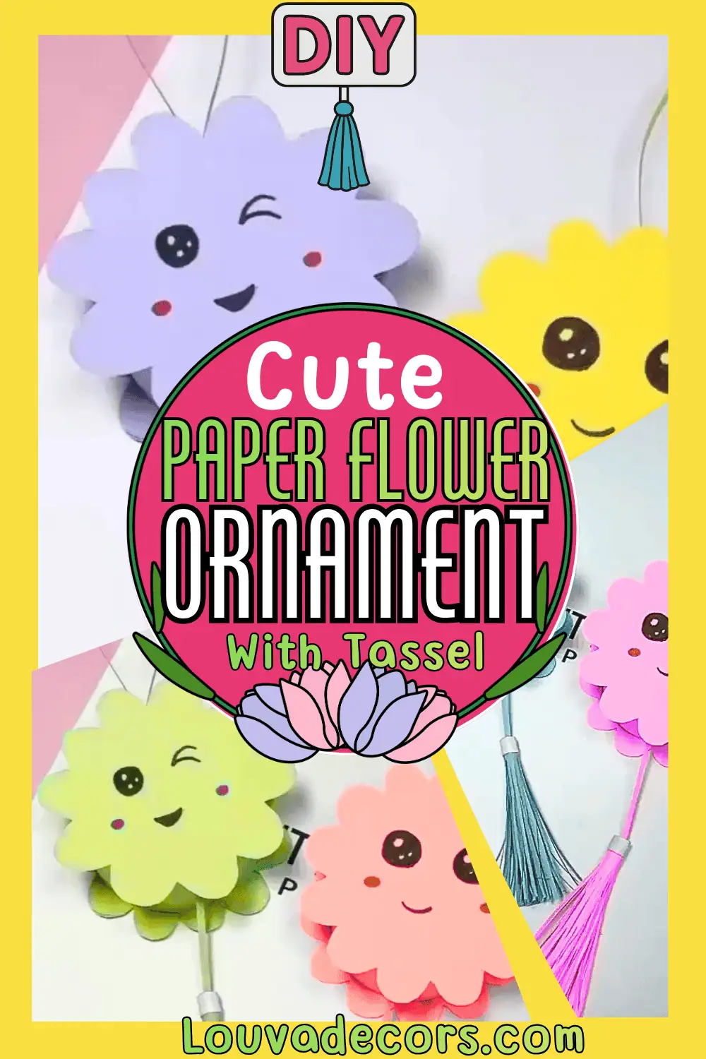 Cute Paper Flower Ornament With Tassel Beginner DIY