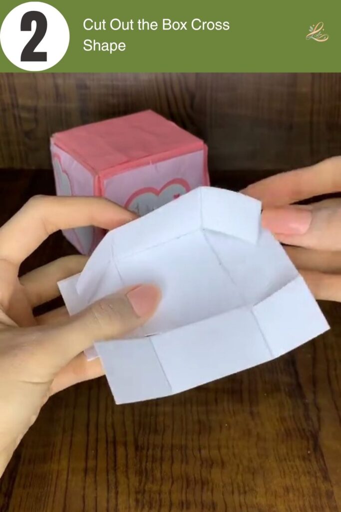 Paper Surprise Gift Box with Tulips Easy Beginner Tutorial Cut Out the Box Cross Shape