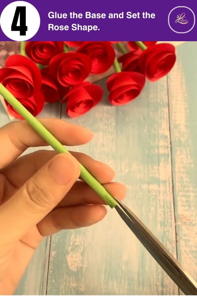 Glue the Base and Set the Rose Shape