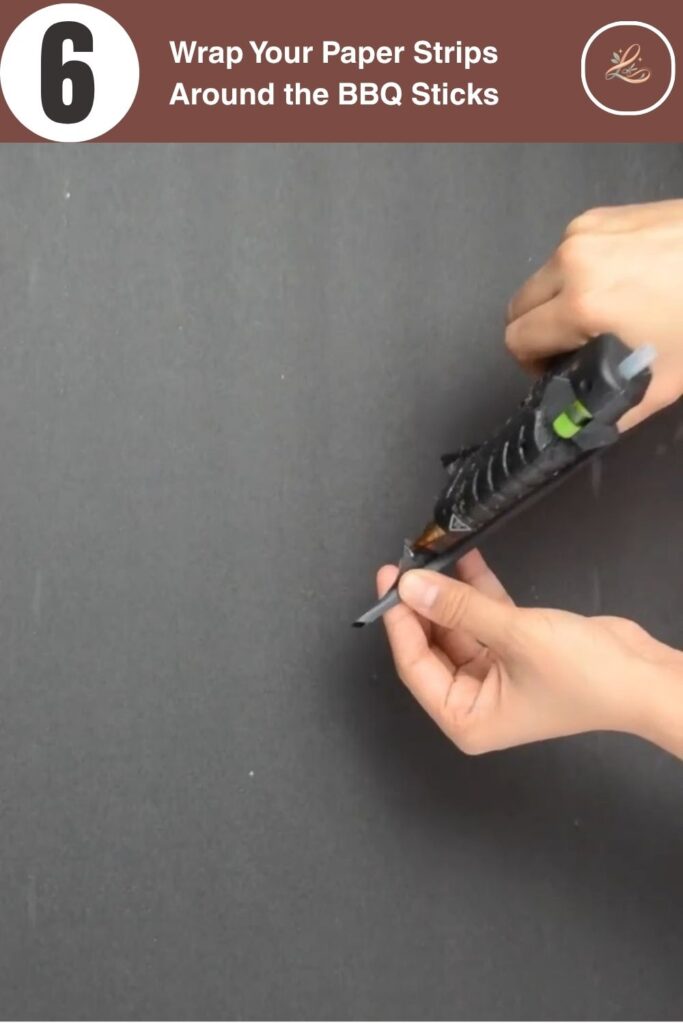 Wrap Your Paper Strips Around the BBQ Sticks