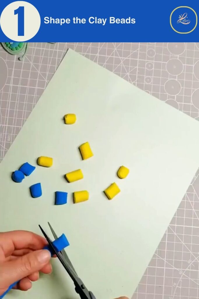 Colorful Cup Wind Chime Mobile for Beginners (DIY Decor) Cutting colorful air-dry clay into segments to make handmade beads.