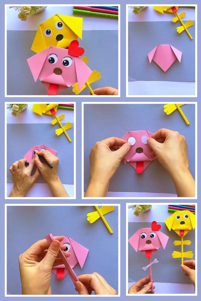 Step by step paper dog craft