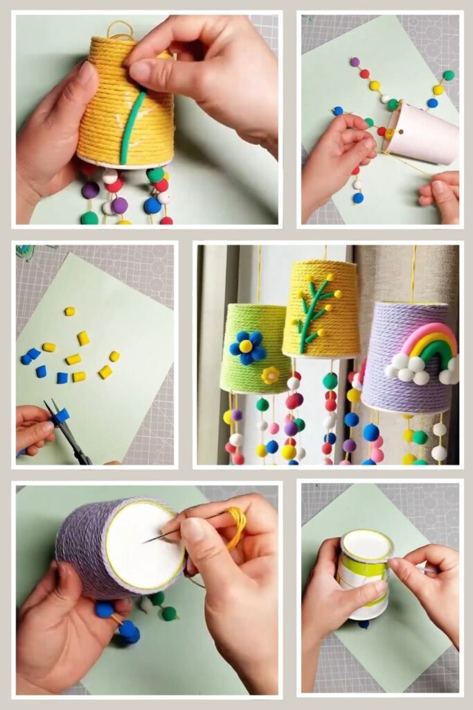 Colorful Cup Wind Chime Mobile for Beginners (DIY Decor) Step by step wind chime tutorial