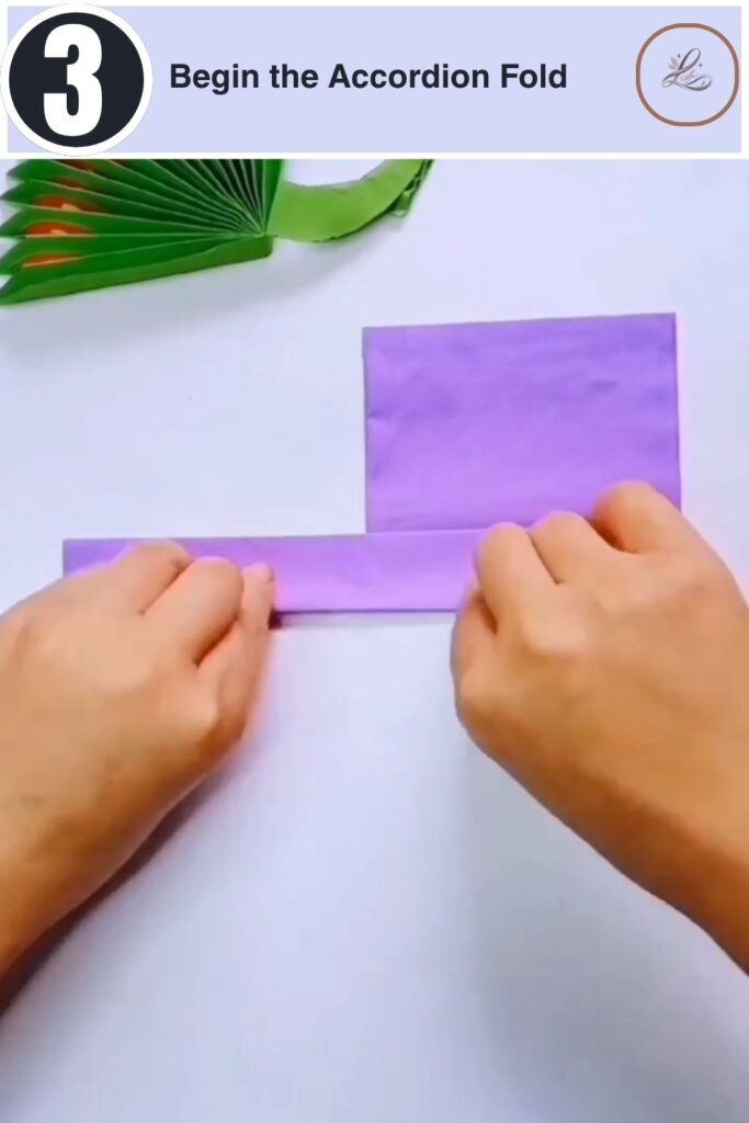 Colorful Paper Peacock Craft Anyone Can Make Creating tight accordion pleats with a purple strip of craft paper.
