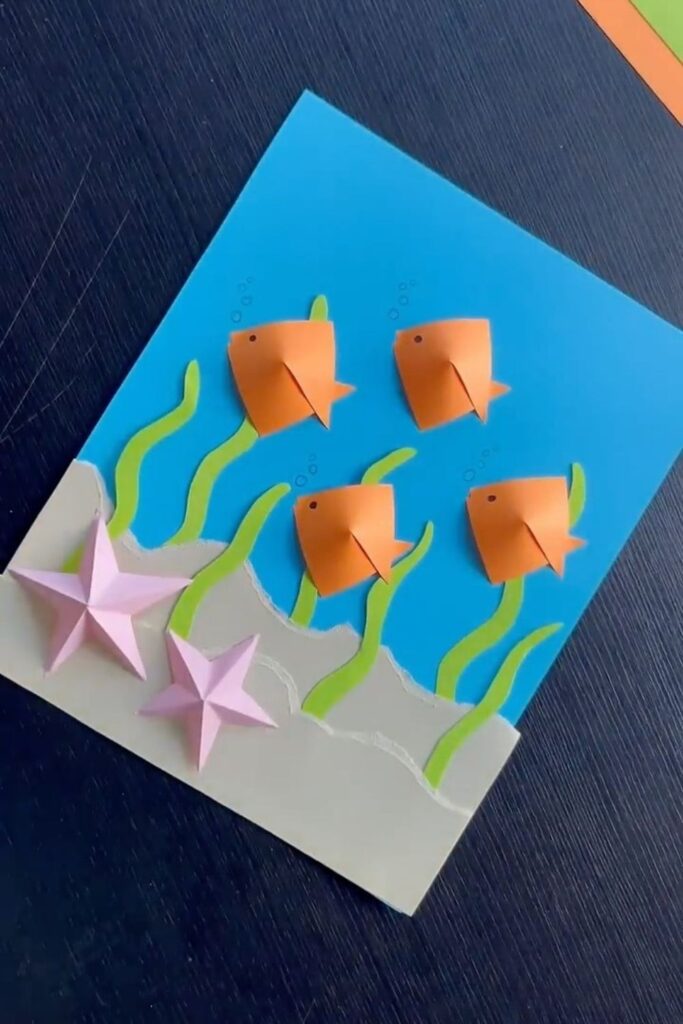 Easy paper fish tank kids craft
