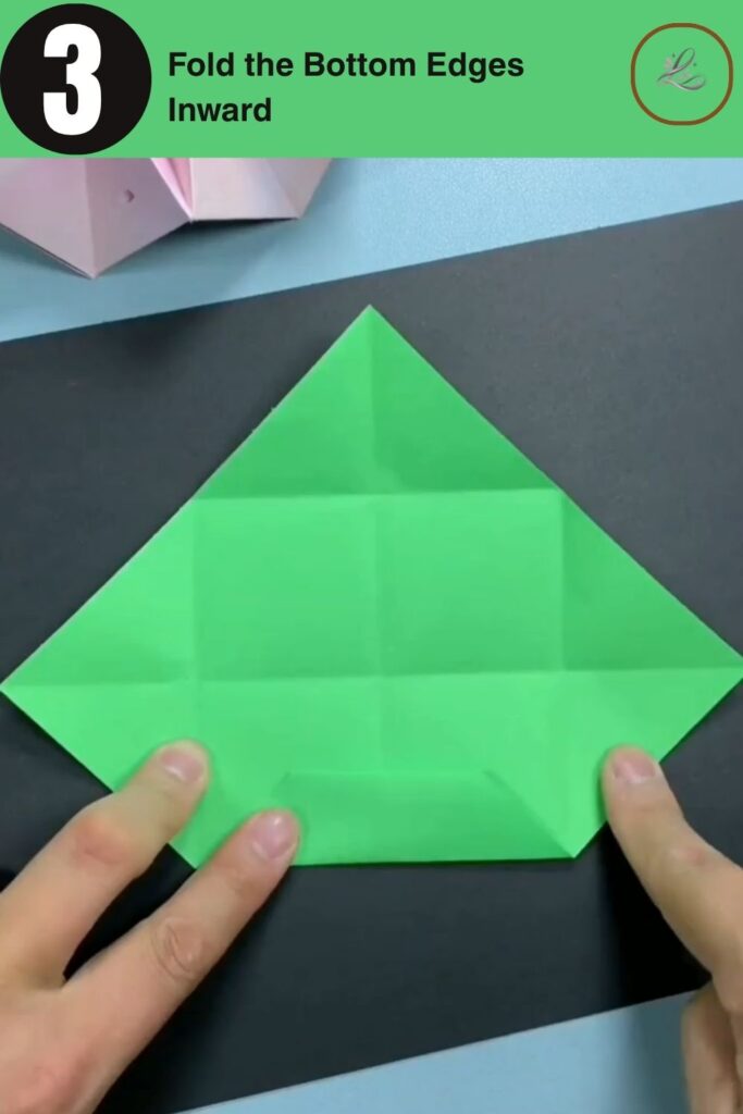 Paper folded into an inner square to establish structural grid creases.