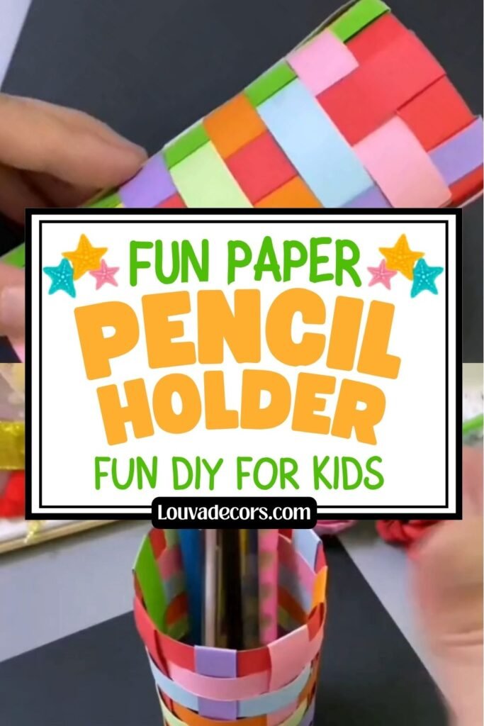 Fun Rainbow Woven Paper Pencil Holder DIY (#1)