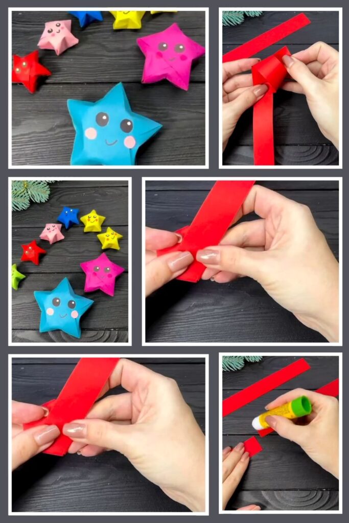 Step by step paper star ornament
