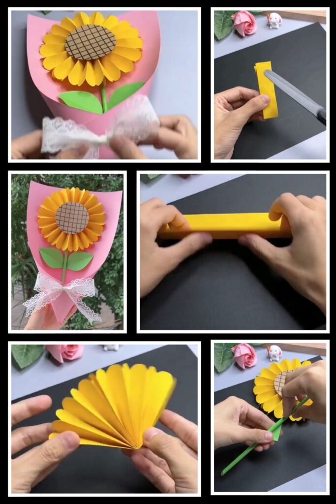 Bright Paper Sunflower Bouquet Anyone Can Make Step by step paper sunflower bouquet