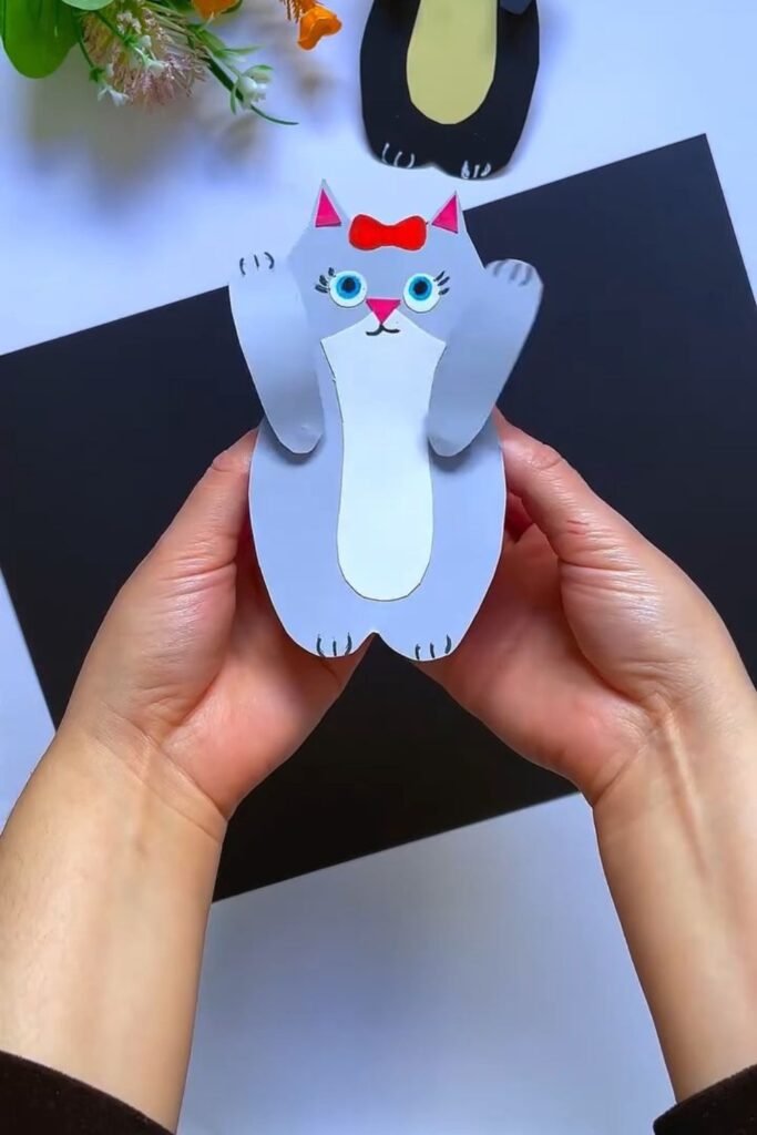 Cute Paper Cat Peekaboo Toy Step by Step 9