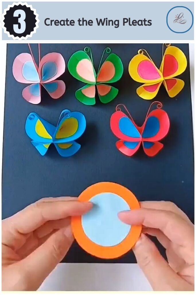 Folding the paper edges to form the 3D butterfly wing segments.