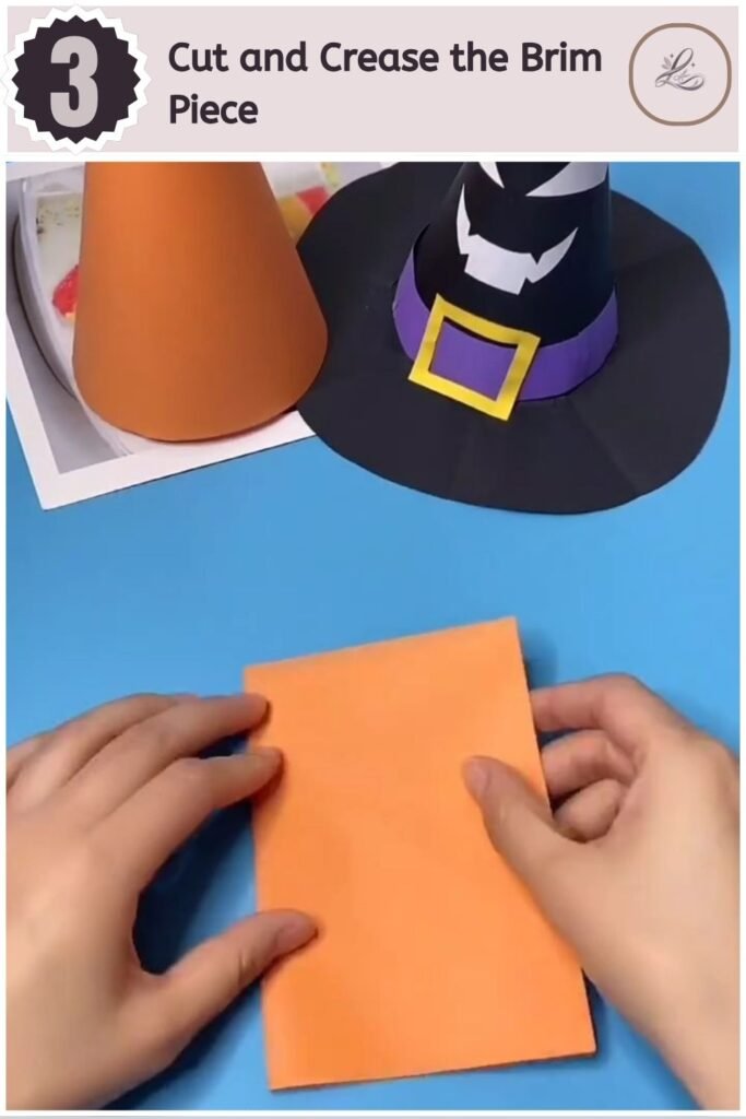 Adorable Halloween Paper Hat Craft for Beginners Cutting a scalloped brim shape from folded orange cardstock