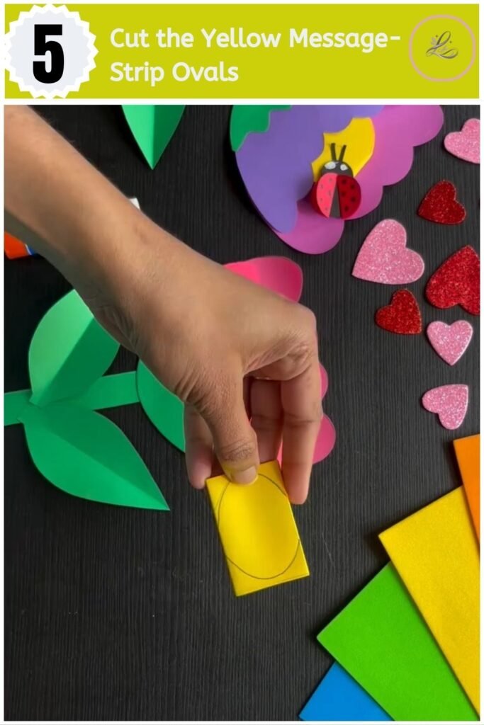 Make Sweet DIY Flower Greeting Card for Loved Ones Yellow foam ovals arranged in a folded strip for a hidden message flower card