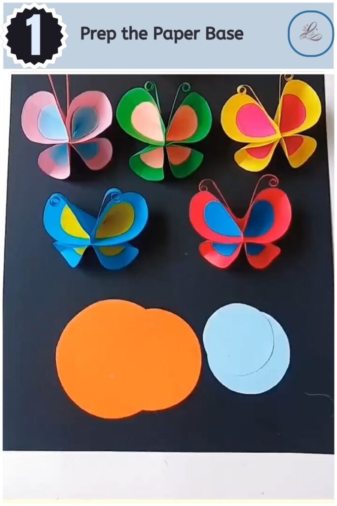 Two contrasting coloured paper circles being stacked on top of each other.