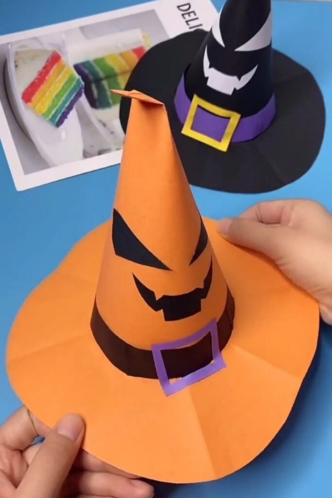 Adorable Halloween Paper Hat Craft for Beginners witch hat craft