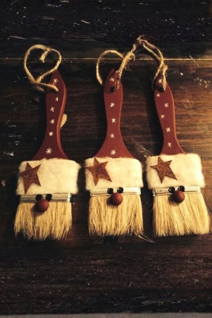 Paintbrush Santa Ornaments