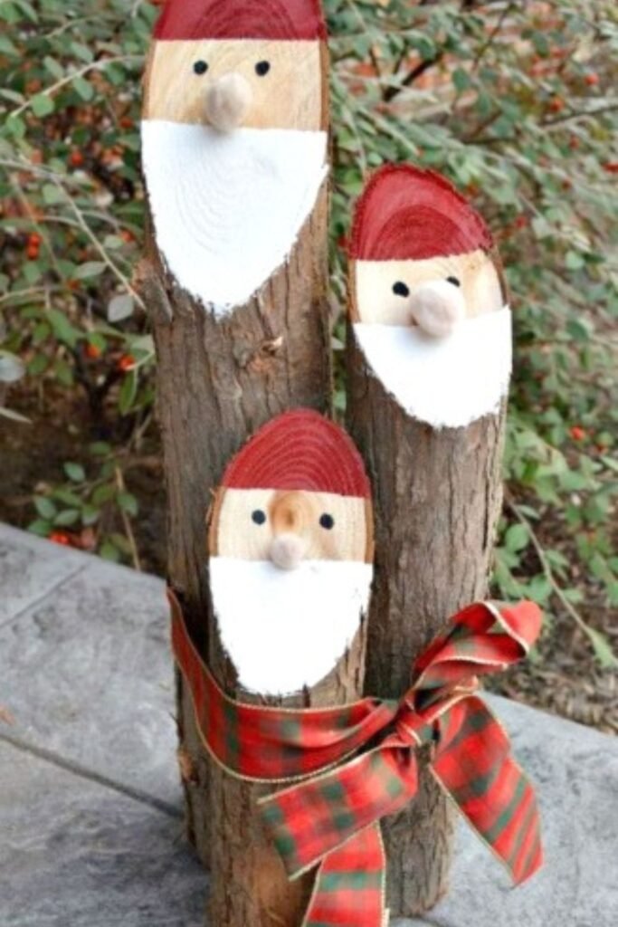 Rustic Log Santa Posts