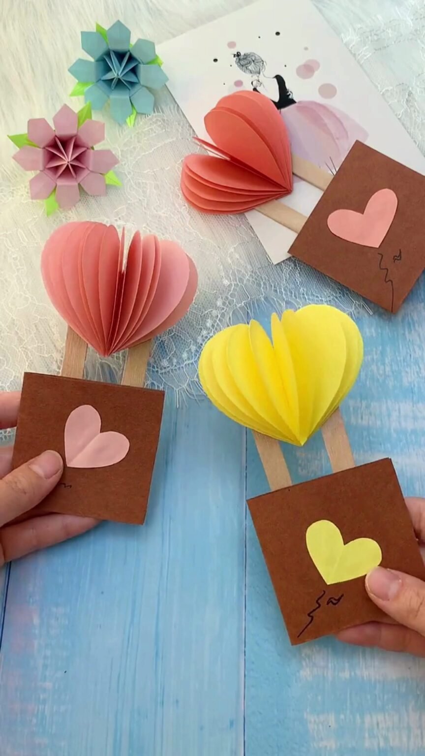 DIY 3D Paper Heart Hot Air Balloon - hero