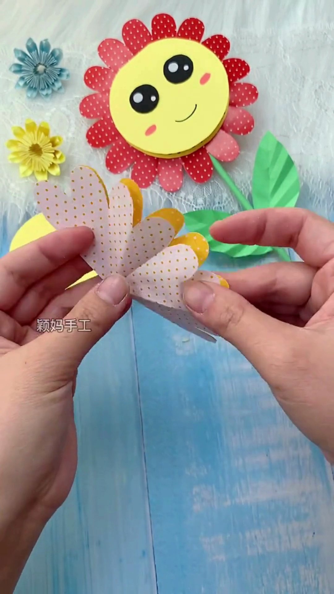 Easy DIY Paper Sunflower Card (With Surprise Flip Message!) Cutting rounded arch on folded paper and unfolding sunflower